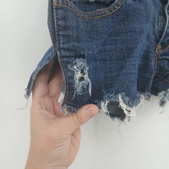 VTG Y2K BUI YAH KAH Micro Mini Distressed Denim Shorts Size 7 Streetwear Grunge - Picture 2 of 9
